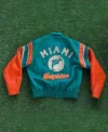 Emilio Alix Earle Miami Dolphins Blue And Orange Leather Jacket Back