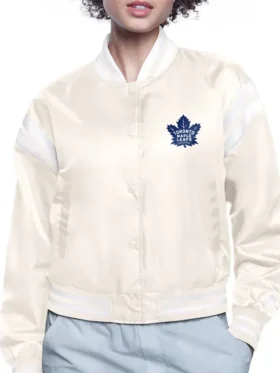 Ericka Toronto Maple Leafs Printed Varsity Satin Jacket