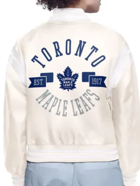 Ericka Toronto Maple Leafs Printed Varsity Satin Jacket Back