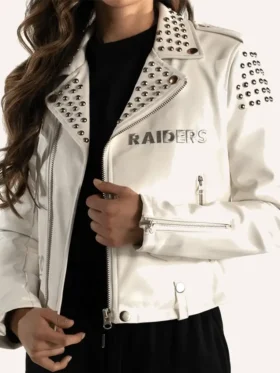 Eunice Abbott Las Vegas Raiders Biker Leather Jacket