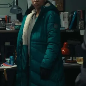Evangeline Navarro True Detective S04 Green Puffer Coat For Sale