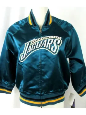 Florine Grant Jacksonville Jaguars Teal Satin Bomber Jacket