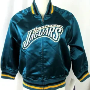 Florine Grant Jacksonville Jaguars Teal Satin Bomber Jacket