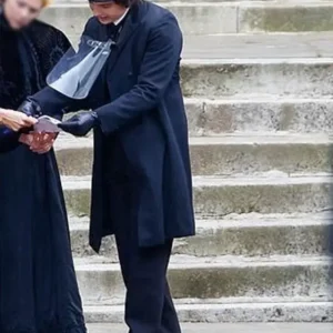 Frank Dillane The Essex Serpent Navy Blue Wool Coat Back