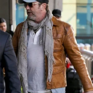 Gerard Butler In the Hand of Dante Brown Leather Jacket
