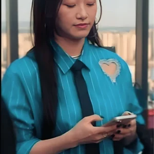 Gia Kim XO Kitty S02 Striped Heart Cut Out Shirt