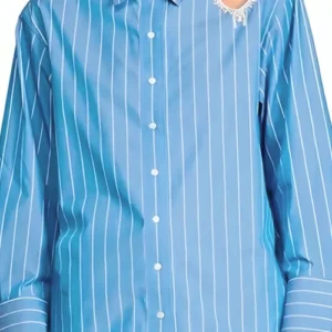 Gia Kim XO Kitty S02 Striped Heart Cut Out Shirt For Sale