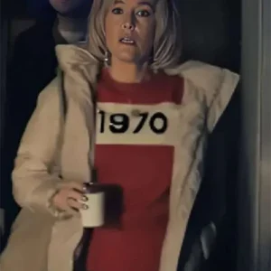 Gillian Anderson Scoop Beige Puffer Jacket