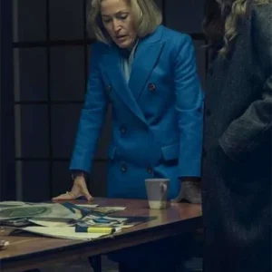 Gillian Anderson Scoop Blue Trench Coat