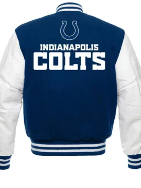 Gislason Indianapolis Colts Blue and White Letterman Jacket Back