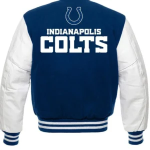 Gislason Indianapolis Colts Blue and White Letterman Jacket Back