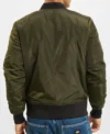 Green Satin Bomber Varsity Jacket Back