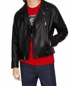 Harry Black Motorcycle Leather Hooded Jacket Main