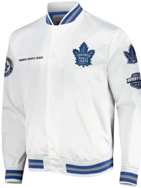Hazle Toronto Maple Leafs Hometown White Satin Jacket