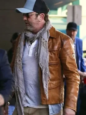 In the Hand of Dante Gerard Butler Brown Leather Jacket