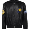 Indiana Pacers Black Leather Bomber Jacket