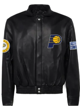 Indiana Pacers Black Leather Bomber Jacket