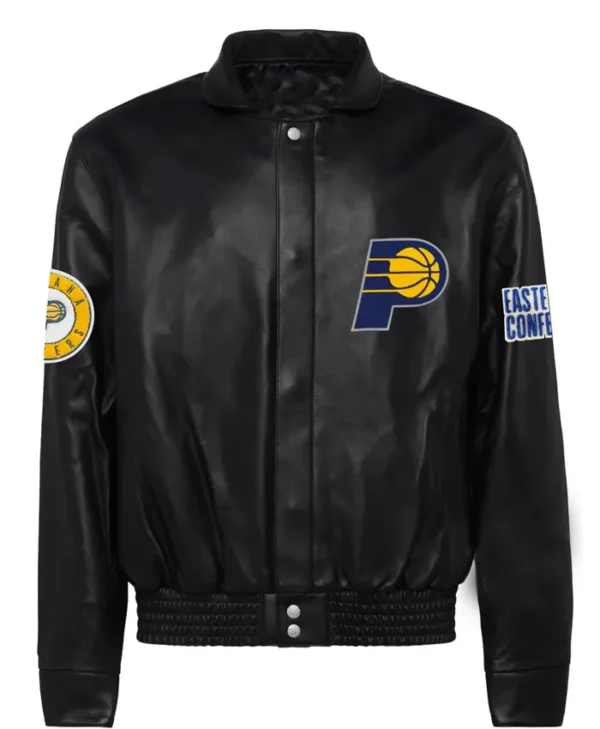 Indiana Pacers Black Leather Bomber Jacket
