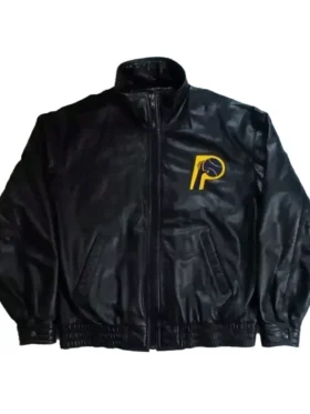 Indiana Pacers Black Vintage Bomber Leather Jacket