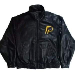 Indiana Pacers Black Vintage Bomber Leather Jacket