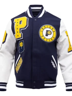 Indiana Pacers Blue And White Varsity Jacket