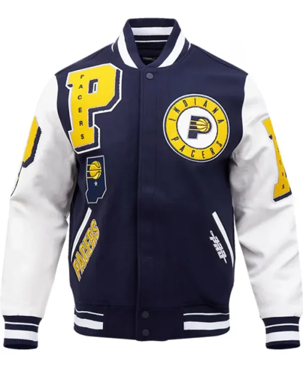 Indiana Pacers Blue And White Varsity Jacket