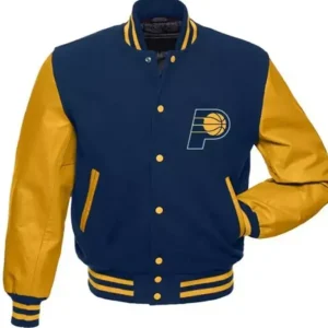 Indiana Pacers Blue And Yellow Varsity Jacket