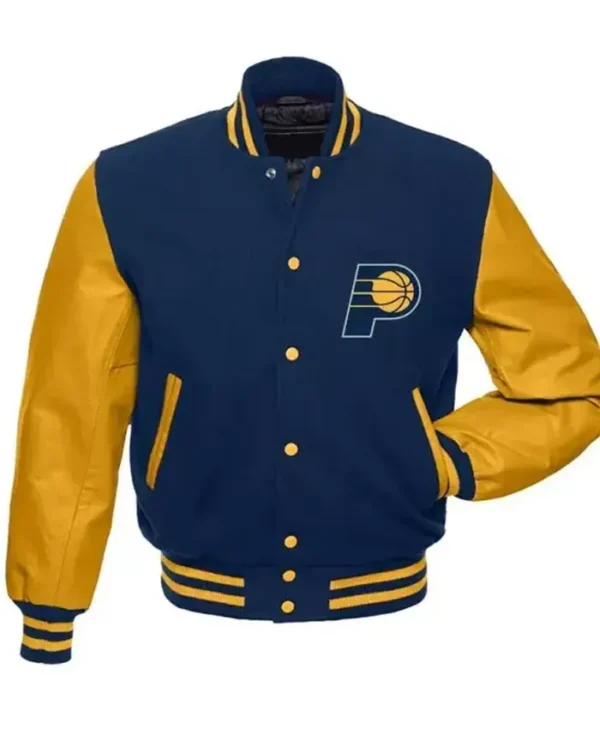 Indiana Pacers Blue And Yellow Varsity Jacket