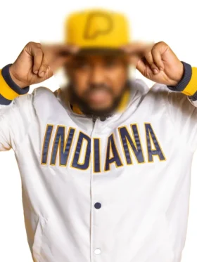 Indiana Pacers White Full Snap Bomber Jacket