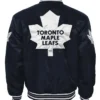 Jacey Toronto Maple Leafs Navy Blue Button Up Satin Jacket Back
