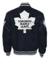 Jacey Toronto Maple Leafs Navy Blue Button Up Satin Jacket Back