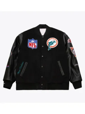 Jakub Miami Dolphins Black Wool Varsity Jacket