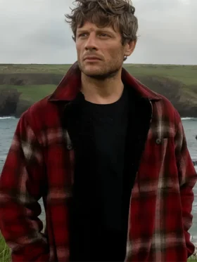 James Norton Playing Nice Red Cotton Shirt