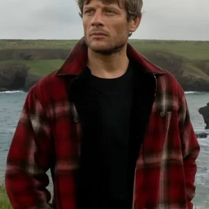 James Norton Playing Nice Red Cotton Shirt