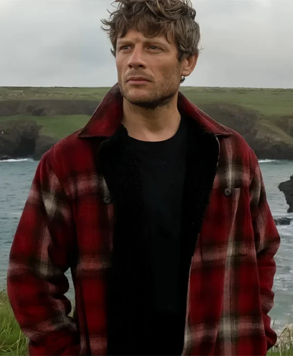 James Norton Playing Nice Red Cotton Shirt