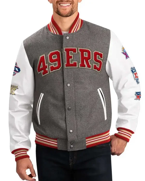 Janis Eaton San Francisco 49ers Gray Varsity Jacket
