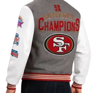 Janis Eaton San Francisco 49ers Gray Varsity Jacket Back