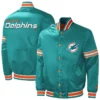 Jayde Miami Dolphins Satin Green Varsity Jacket