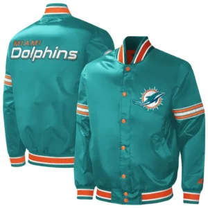 Jayde Miami Dolphins Satin Green Varsity Jacket