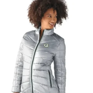 Jayden Batz Green Bay Packers Silver Puffer Jacket