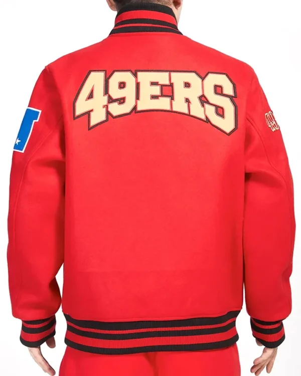 Jerald San Francisco 49ers Red Varsity Wool Jacket Back