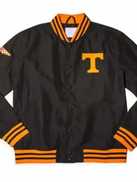 Jerome Tennessee Volunteers Dark Mode Black Satin Varsity Jacket