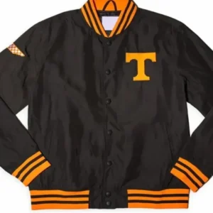Jerome Tennessee Volunteers Dark Mode Black Satin Varsity Jacket