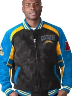 Johnathan Los Angeles Chargers Full Zip Suede Jacket