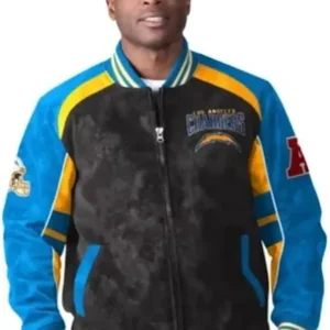 Johnathan Los Angeles Chargers Full Zip Suede Jacket