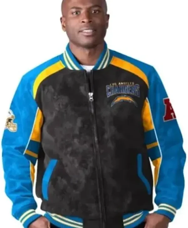 Johnathan Los Angeles Chargers Full Zip Suede Jacket