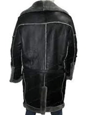 Josh Shearling Fur Lapel Collar Sheepskin Leather Coat Back