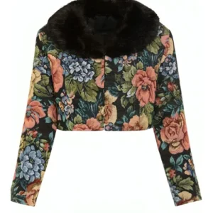 Kaitlin Olson High Potential S01 Floral Fur Coat For Sale