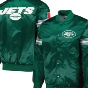 Kaitlyn New York Jets Green Satin Varsity Jacket