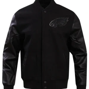 Karen Nfl Philadelphia Eagles Black Wool Varsity Jacket
